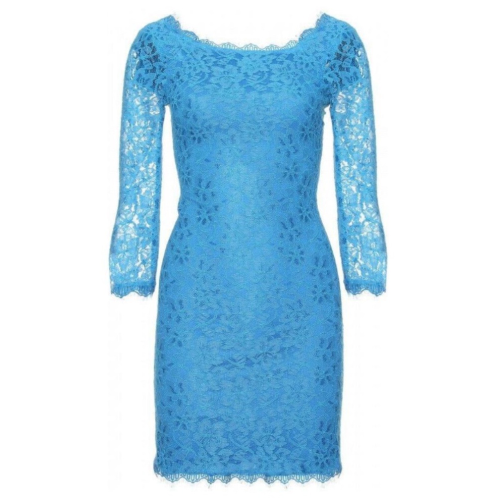 DVF Zarita Lace Dress - blue - size 2